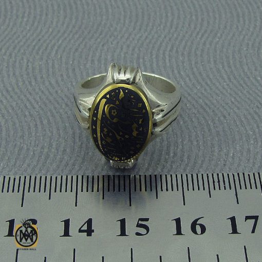 انگشتر حدید با حکاکی استغفر الله العظيم واتوب اليه مردانه - کد 10363 - تصویر 4