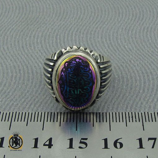 انگشتر حدید با حکاکی آیه ولایت علی ابن ابی طالب مردانه - کد 10369 - تصویر 4