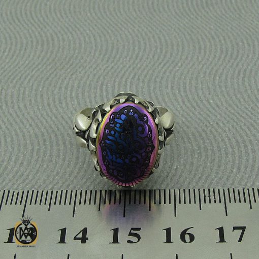 انگشتر حدید با حکاکی قال سید الکونین حسین منی و انا من حسین مردانه - کد 10373 - تصویر 4