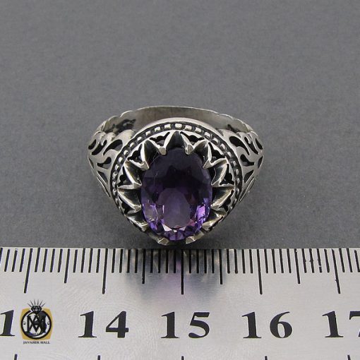 4 انگشتر آمتیست خوش رنگ مردانه - کد 10400 - تصویر 4