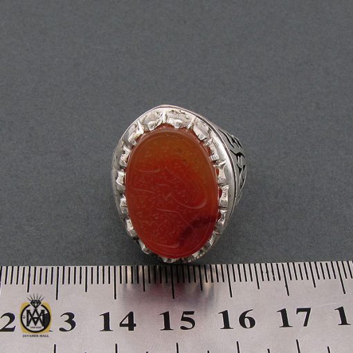 انگشتر عقیق یمن با حکاکی یا سریع الرضا مردانه - کد 10226 - تصویر 4