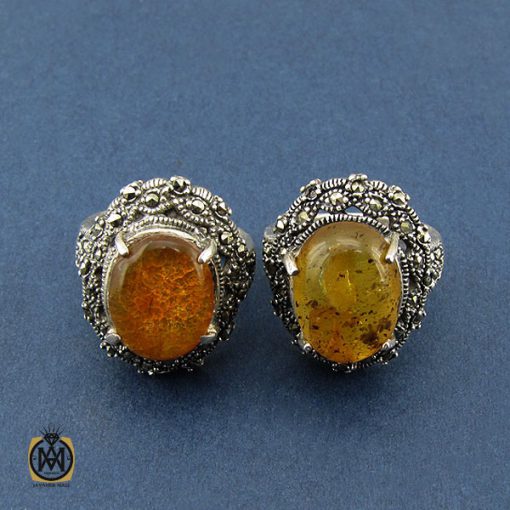 4 انگشتر کهربا لهستان طرح مهرآنا زنانه - کد 2157 - تصویر 4