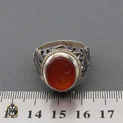 انگشتر عقیق یمن با حکاکی علی حبه جنه مردانه دست ساز - کد 10237 - تصویر 4