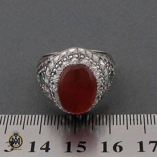 انگشتر عقیق یمن و زمرد مردانه دست ساز - کد 10238 - تصویر 4