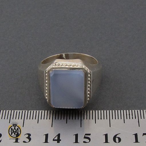 4 انگشتر عقیق کبود یمن مردانه دست ساز - کد 10241 - تصویر 4