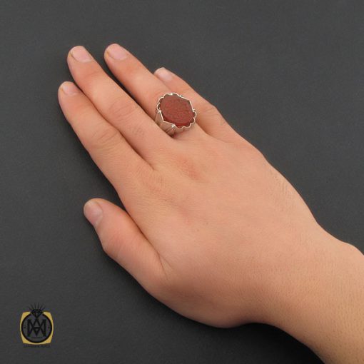 انگشتر عقیق یمن با حکاکی علی مع الحق و الحق مع علی مردانه هنر دست استاد شرفیان - کد 10315 - تصویر 5