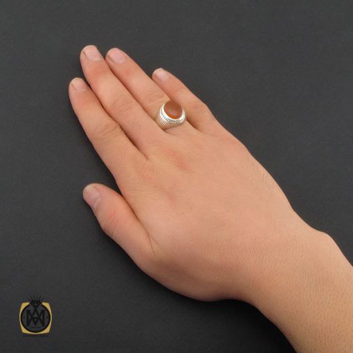 انگشتر عقیق یمن با حکاکی شرف الشمس مردانه - کد 10320 - تصویر 5