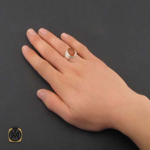 انگشتر عقیق یمن با حکاکی شرف الشمس مردانه - کد 10321 - تصویر 5