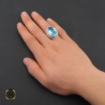 انگشتر توپاز آبی درشت و فاخر مردانه دست ساز - کد 10327 - تصویر 5