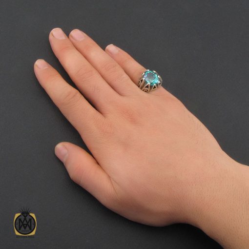 انگشتر توپاز سبز مردانه - کد 10328 - تصویر 5