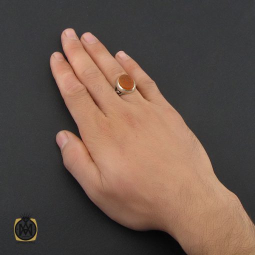 انگشتر عقیق یمن با حکاکی یا صادق آل محمد مردانه - کد 10215 - تصویر 5