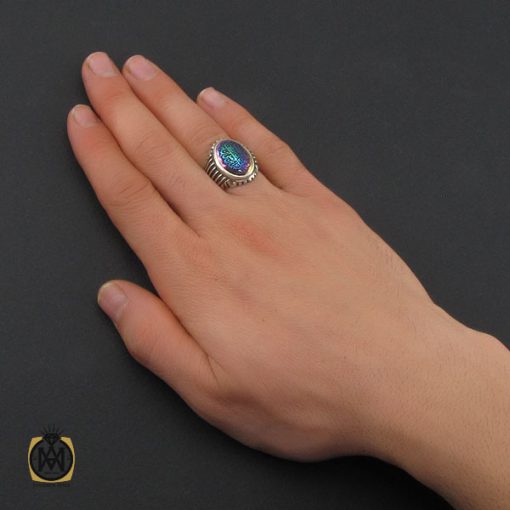 انگشتر حدید با حکاکی آیه ولایت علی ابن ابی طالب مردانه - کد 10369 - تصویر 5