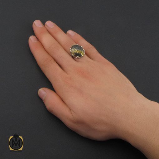 انگشتر حدید با حکاکی ذکر صلوات مردانه - کد 10370 - تصویر 5