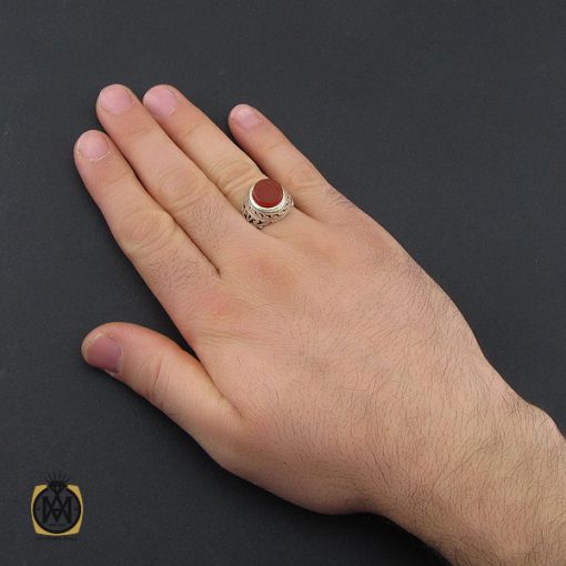 انگشتر عقیق یمن با حکاکی امیری حسین و نعم الامیر مردانه دست ساز - کد 10385 - تصویر 5