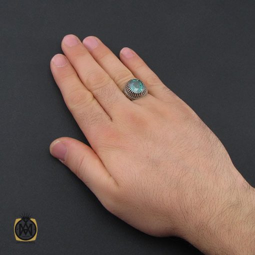 انگشتر توپاز سبز مردانه - کد 10391 - تصویر 5