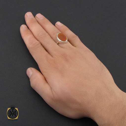 انگشتر عقیق یمن با حکاکی محمد نبی الرحمه مردانه - کد 10220 - تصویر 5