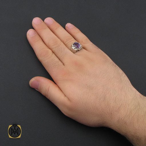 انگشتر آمتیست مرغوب مردانه هنر دست استاد باقرزاده - کد 10399 - تصویر 5