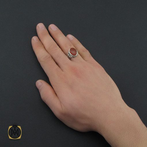 انگشتر عقیق یمن با حکاکی شرف الشمس مردانه - کد 10420 - تصویر 5