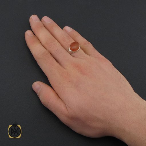 انگشتر عقیق یمن با حکاکی شرف الشمس طرح صفوی مردانه - کد 10424 - تصویر 2