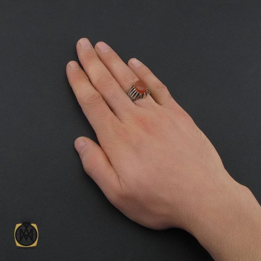 انگشتر عقیق یمن با حکاکی شرف الشمس مردانه - کد 10425 - تصویر 5