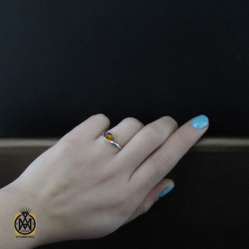 انگشتر کهربا لهستان طرح گلسان زنانه - کد 2154 - تصویر 5