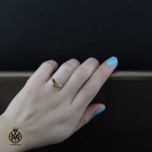 انگشتر کهربا لهستان طرح مهرنیا زنانه - کد 2156 - تصویر 5