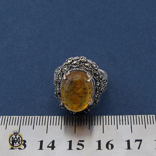 5 انگشتر کهربا لهستان طرح مهرآنا زنانه - کد 2157 - تصویر 5