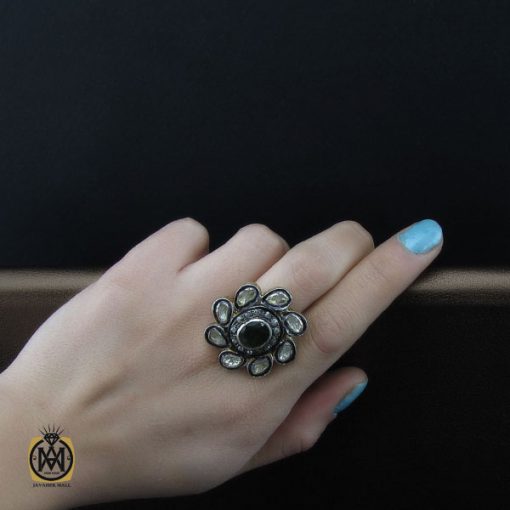 5 انگشتر الماس اصل و زمرد مرغوب طرح آدرینا زنانه - کد 2169 - تصویر 5