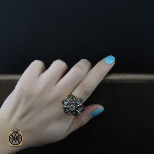 انگشتر الماس اصل طرح نگارا زنانه - کد 2171 - تصویر 5