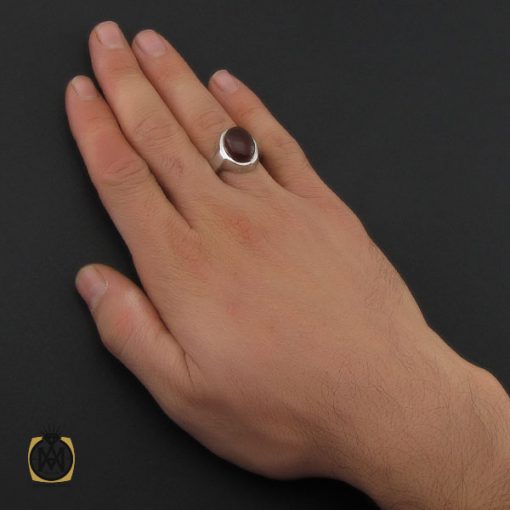 انگشتر عقیق یمن خوش رنگ مردانه دست ساز - کد 10239 - تصویر 5