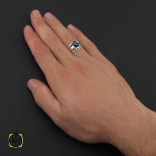 انگشتر یاقوت کبود استار مردانه - کد 10246 - تصویر 5