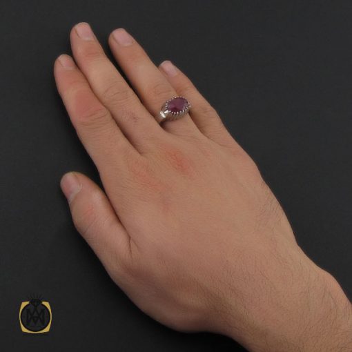 انگشتر یاقوت سرخ مردانه طرح صفوی - کد 10254 - تصویر 5