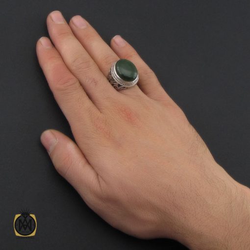 انگشتر یشم درشت مردانه دست ساز - کد 10257 - تصویر 5