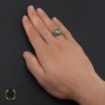 5 انگشتر توپاز سبز رکاب شبکه مردانه - کد 10269 - تصویر 5