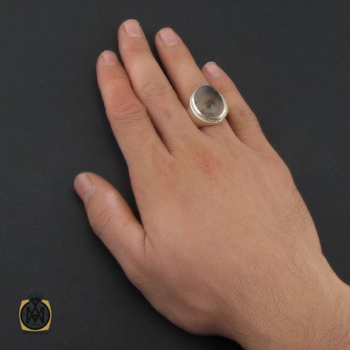 5 انگشتر عقیق شجر درشت مردانه دست ساز - کد 10272 - تصویر 5