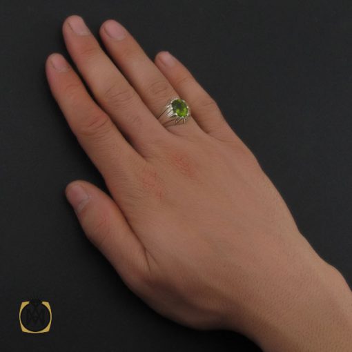 انگشتر زبرجد خوش رنگ مردانه - کد 10288 - تصویر 5