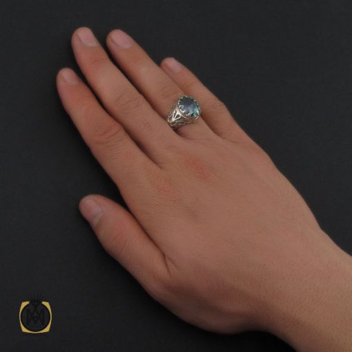 انگشتر توپاز سبز مردانه دست ساز - کد 10299 - تصویر 5