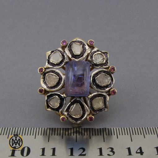 انگشتر الماس و تانزانایت طرح آوا زنانه - کد 2145 - تصویر 6