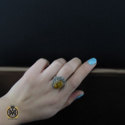 6 انگشتر کهربا لهستان طرح مهرآنا زنانه - کد 2157 - تصویر 6