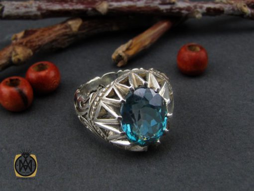 انگشتر توپاز سبز اصلی مردانه دست ساز - کد 10417 - تصویر 6