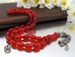 00 تسبیح 33 دانه عقیق یمن خوش رنگ و مرغوب - کد 4297 - تصویر 5