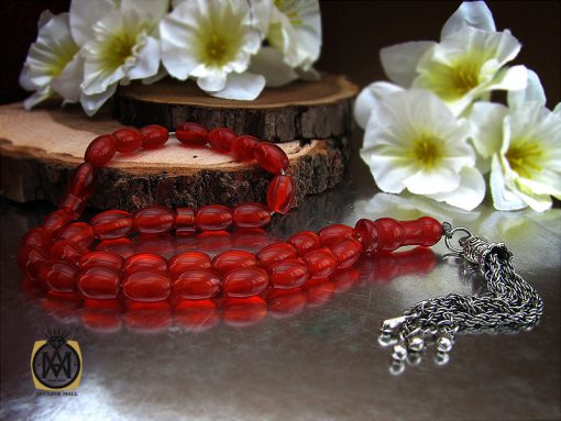 تسبیح 33 دانه عقیق یمن خوش رنگ و فاخر - کد 4301 - تصویر 5