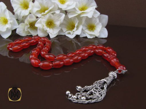 تسبیح 33 دانه عقیق یمن خوش رنگ و ارزشمند - کد 4305 - تصویر 5