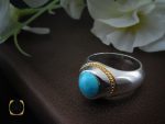 00 انگشتر فیروزه نیشابوری خوش طبع مردانه - کد 10426 - تصویر 5