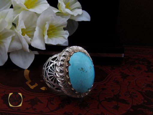 انگشتر فیروزه نیشابوری مردانه مرغوب و درشت - 10454 - تصویر 6