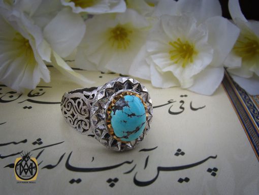 00 انگشتر فیروزه نیشابوری مردانه مرغوب هنر دست استاد شرفیان و استاد فتح - 10457 - تصویر 6