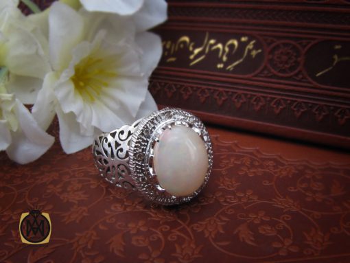 انگشتر اپال خوش رنگ و برلیان اصل مردانه دست ساز - 10460 - تصویر 6