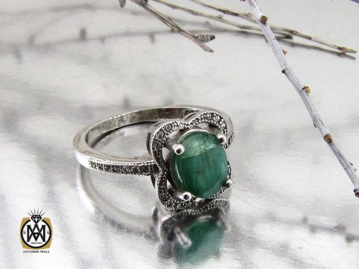 انگشتر زمرد طرح شکوفه زنانه - کد 2214 - تصویر 6
