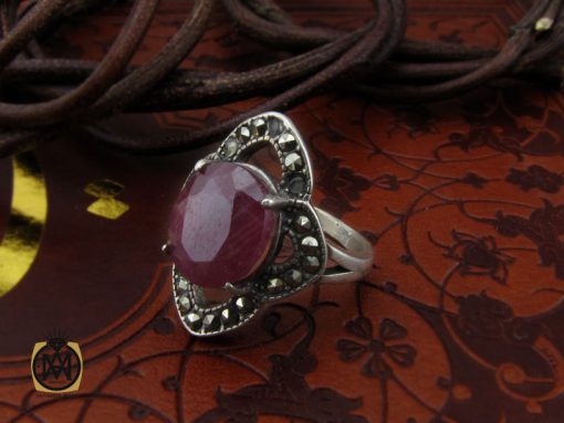 انگشتر یاقوت سرخ و مارکازیت طرح فرنیا زنانه - کد 2217 - تصویر 6