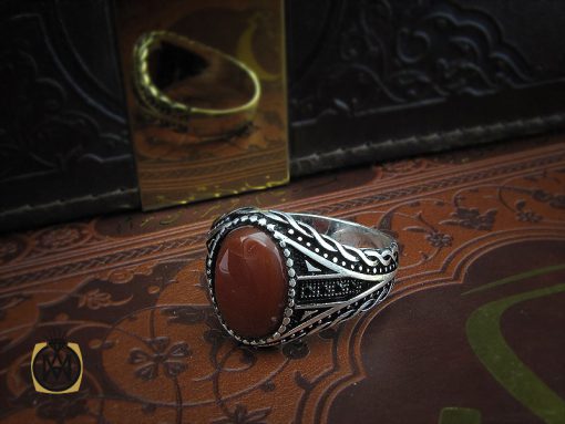 انگشتر عقیق قرمز مردانه - کد 10464 - تصویر 6